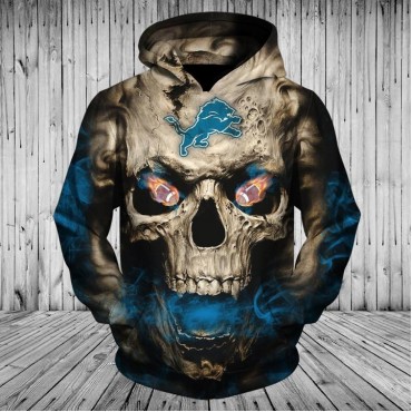 Detroit Lions 3D Hoodie Skull