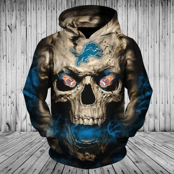 Detroit Lions 3D Hoodie Skull