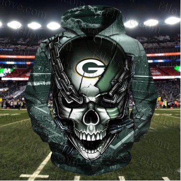 Green Bay Packers 3D Hoodie Chains Skull