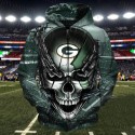 Green Bay Packers 3D Hoodie Chains Skull