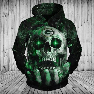 Green Bay Packers 3D Hoodie Green Skull