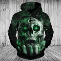 Green Bay Packers 3D Hoodie Green Skull