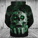 Green Bay Packers 3D Hoodie Green Skull