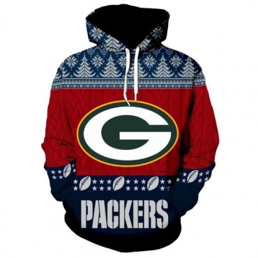 Green Bay Packers 3D Hoodie Red Blue