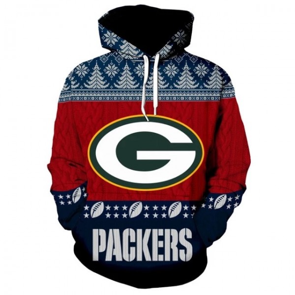 Green Bay Packers 3D Hoodie Red Blue