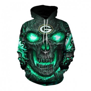 Green Bay Packers 3D Hoodie Skull Sweatshirt