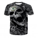 Green Bay Packers 3D T-shirt Gray Skull