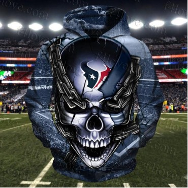 Houston Texans 3D Hoodie Chains Skull