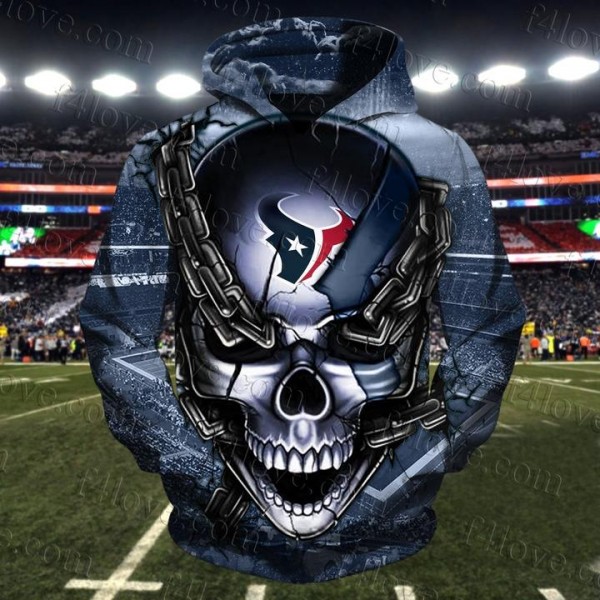 Houston Texans 3D Hoodie Chains Skull