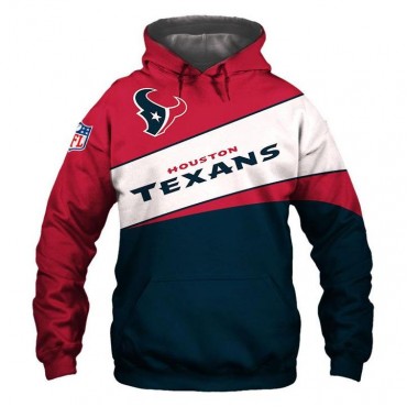 Houston Texans 3D Hoodie Gray and Red