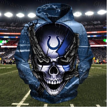 Indianapolis Colts Hoodie Chains Skull