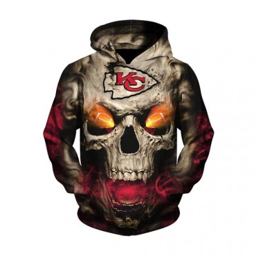 Kansas City Chiefs 3D Hoodie Cool Skull