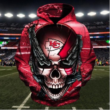 Kansas City Chiefs Hoodie 3D Chains Skull