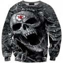 Kansas City Chiefs Hoodie 3D Grey Skull