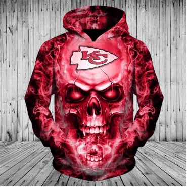 Kansas City Chiefs Hoodie 3D Skull