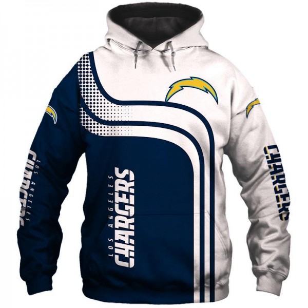 Los Angeles Chargers 3D Hoodie Blue and White