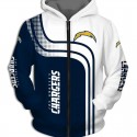 Los Angeles Chargers 3D Hoodie Blue and White