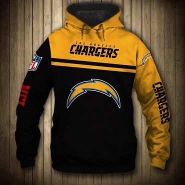 Los Angeles Chargers 3D Hoodie Yellow and Black