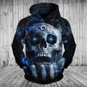 Los Angeles Rams 3D Hoodie Blue Skull