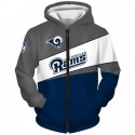 Los Angeles Rams 3D Hoodie Gray and Blue