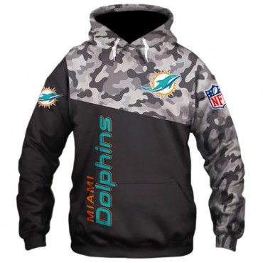 Miami Dolphins 3D Hoodie Camo and Black