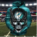 Miami Dolphins 3D Hoodie Chains Skull