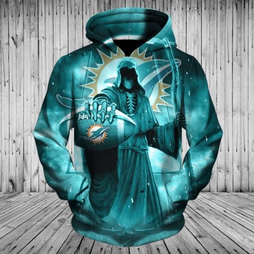 Miami Dolphins 3D Hoodie Death Skull