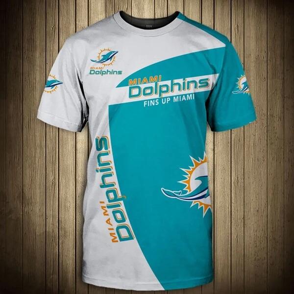 Miami Dolphins 3D Tshirt White Green