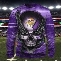 Minnesota Vikings 3D Hoodie Chains Skull