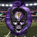 Minnesota Vikings 3D Hoodie Chains Skull