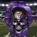 Minnesota Vikings 3D Hoodie Chains Skull