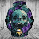 Minnesota Vikings 3D Hoodie Cool Flower Skull