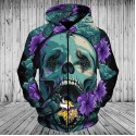 Minnesota Vikings 3D Hoodie Cool Flower Skull