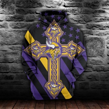 Minnesota Vikings 3D Hoodie Cross