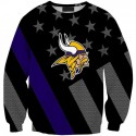 Minnesota Vikings 3D Hoodie Grey Flag