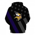 Minnesota Vikings 3D Hoodie Grey Flag