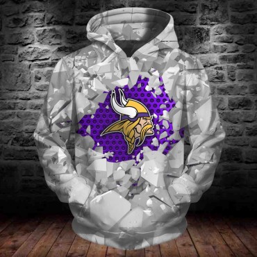 Minnesota Vikings 3D Hoodie Ice