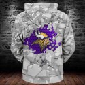 Minnesota Vikings 3D Hoodie Ice