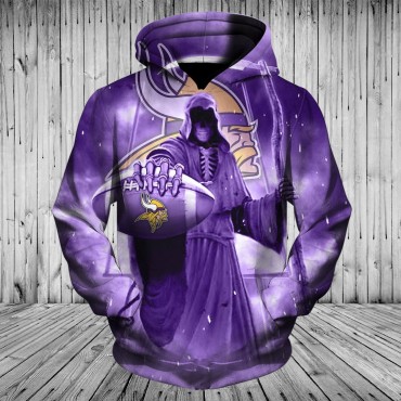 Minnesota Vikings 3D Hoodie Pale Pinkish Purple