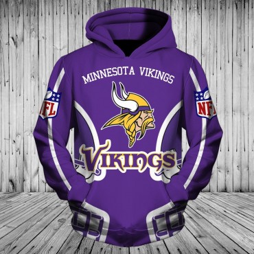 Minnesota Vikings 3D Hoodie Purple