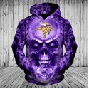 Minnesota Vikings 3D Hoodie Purple Skull