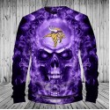 Minnesota Vikings 3D Hoodie Purple Skull