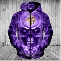 Minnesota Vikings 3D Hoodie Purple Skull