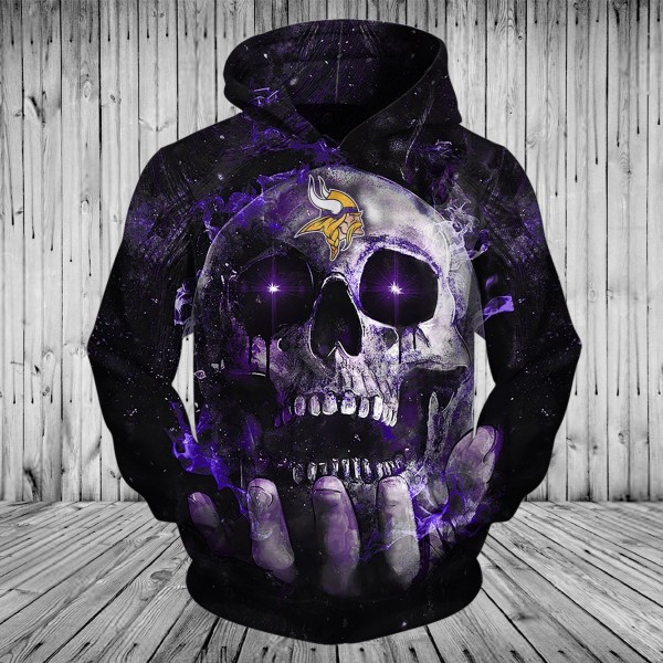 Minnesota Vikings 3D Hoodie Space Skull