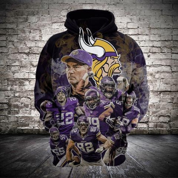 Minnesota Vikings 3D Hoodie Team