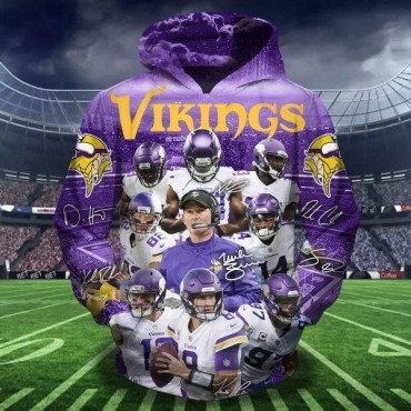 Minnesota Vikings 3D Hoodie Team VIP