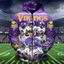 Minnesota Vikings 3D Hoodie Team VIP