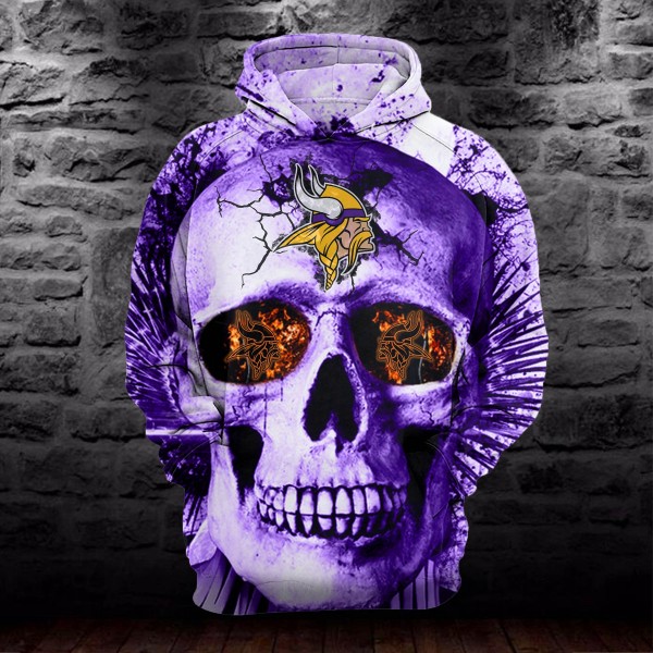 Minnesota Vikings 3D Hoodie Unique Skull