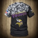 Minnesota Vikings 3D Tshirt Black and Camouflage