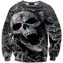 New England Patriots 3D Hoodie Black Skull